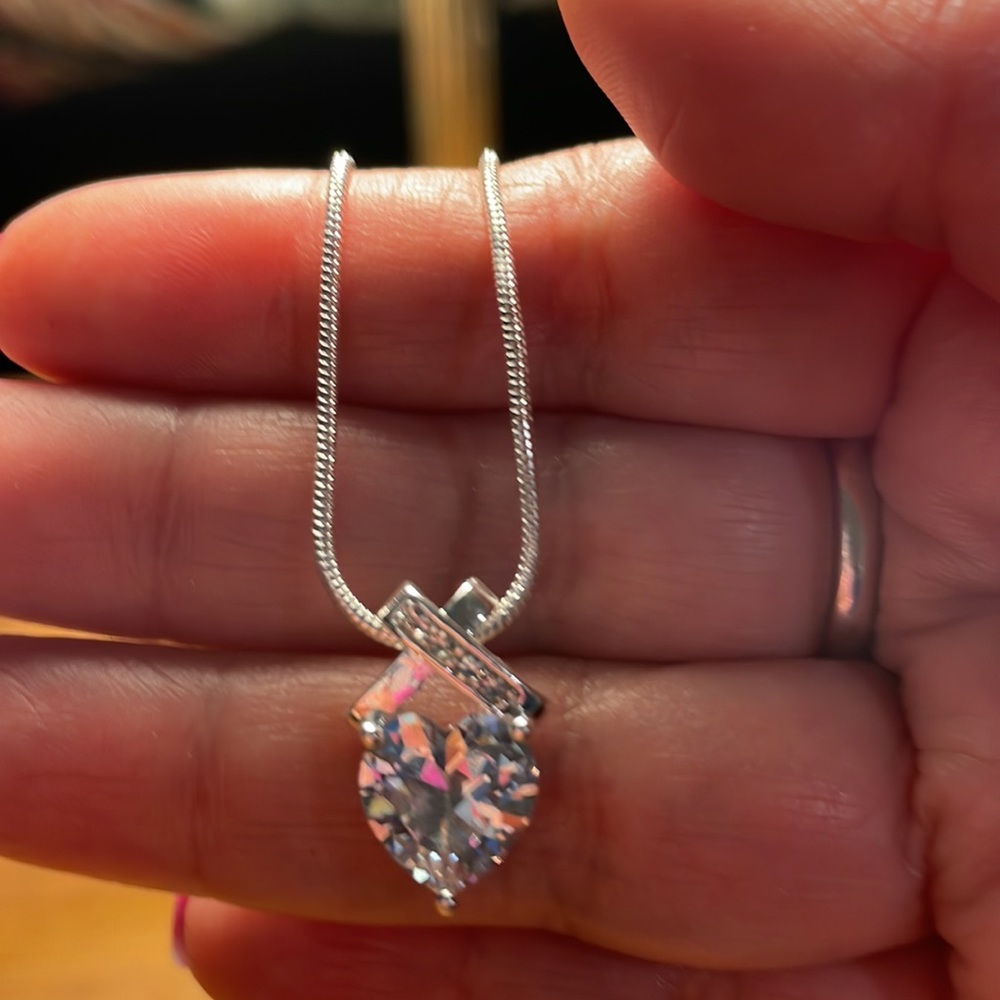 Faux Silver Necklace and XHeart Pendant NWT